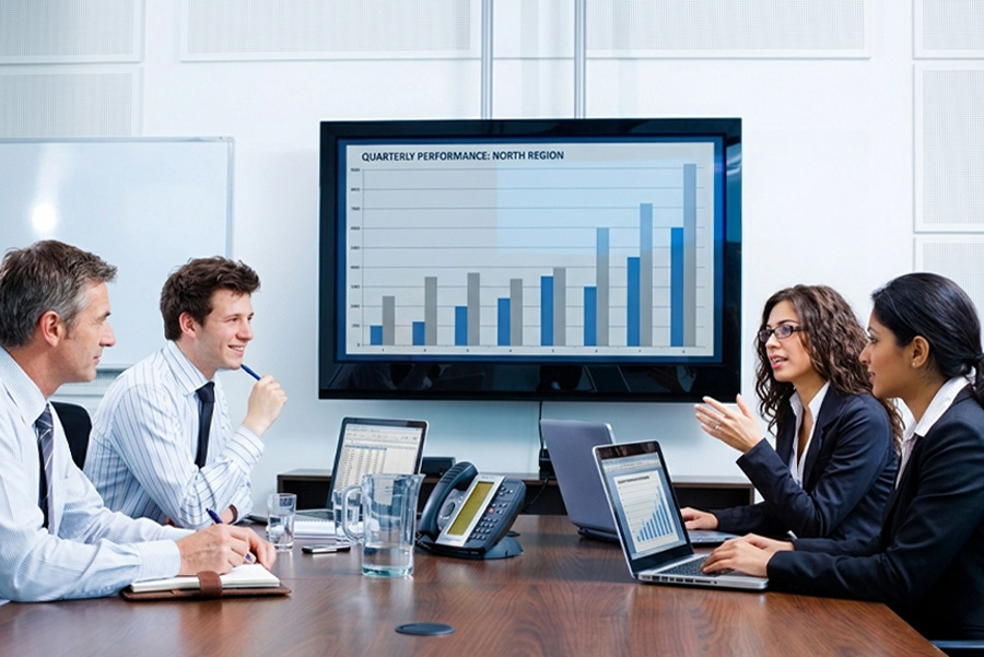 Flat screen in a corporate environment